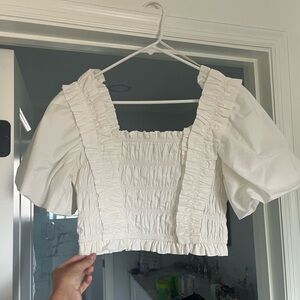 Endless Rose White Puff Sleeve Crop Blouse